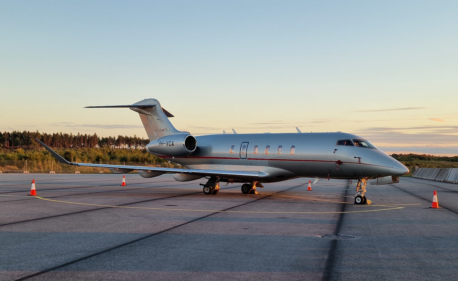 Bombardier Challenger 350 super-midsize jet on the ramp