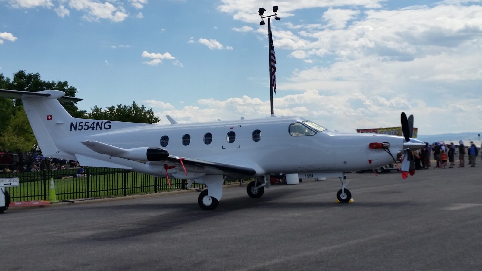 Pilatus PC-12 turboprop parked on an alpine airstrip